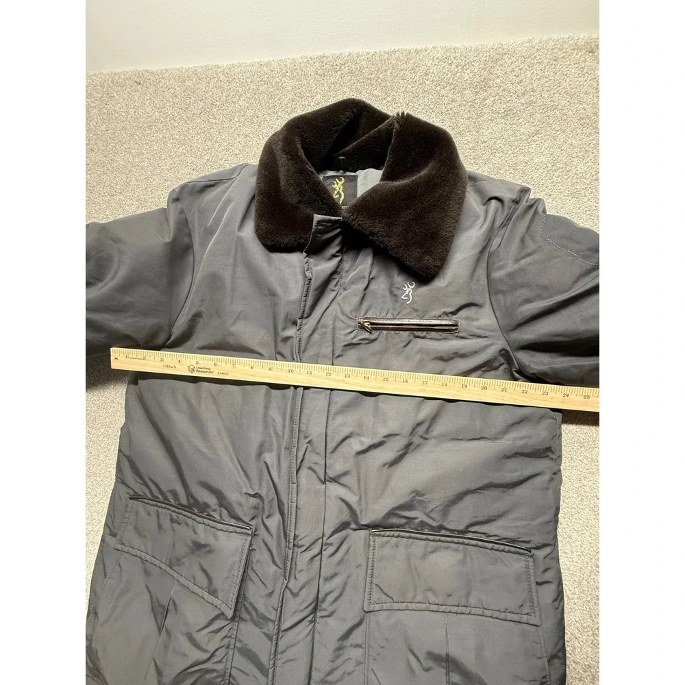 Vintage Browning Down Filled Parka Jacket Fur‎ Collar Mens Large Gray Brown